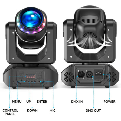 LED Moving Head – Stageverlichting – DJ Licht – Disco Spot – RGBW Beam – 4 Stuks 150W – 18 Prismatische Effecten – DMX512 & Sound Actief – Inclusief Flight Case