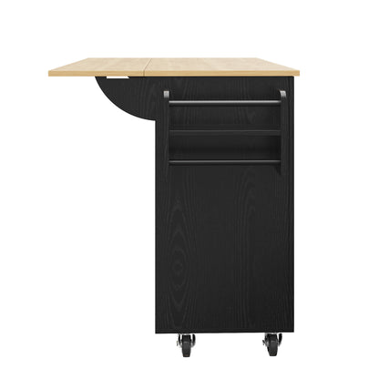 Keukenwagen – Keukentrolley – Keukenkar – Keukenmeubel – Keukenkast – Klapbare Zijpanelen – Houtlook Werkblad Met Wieltjes