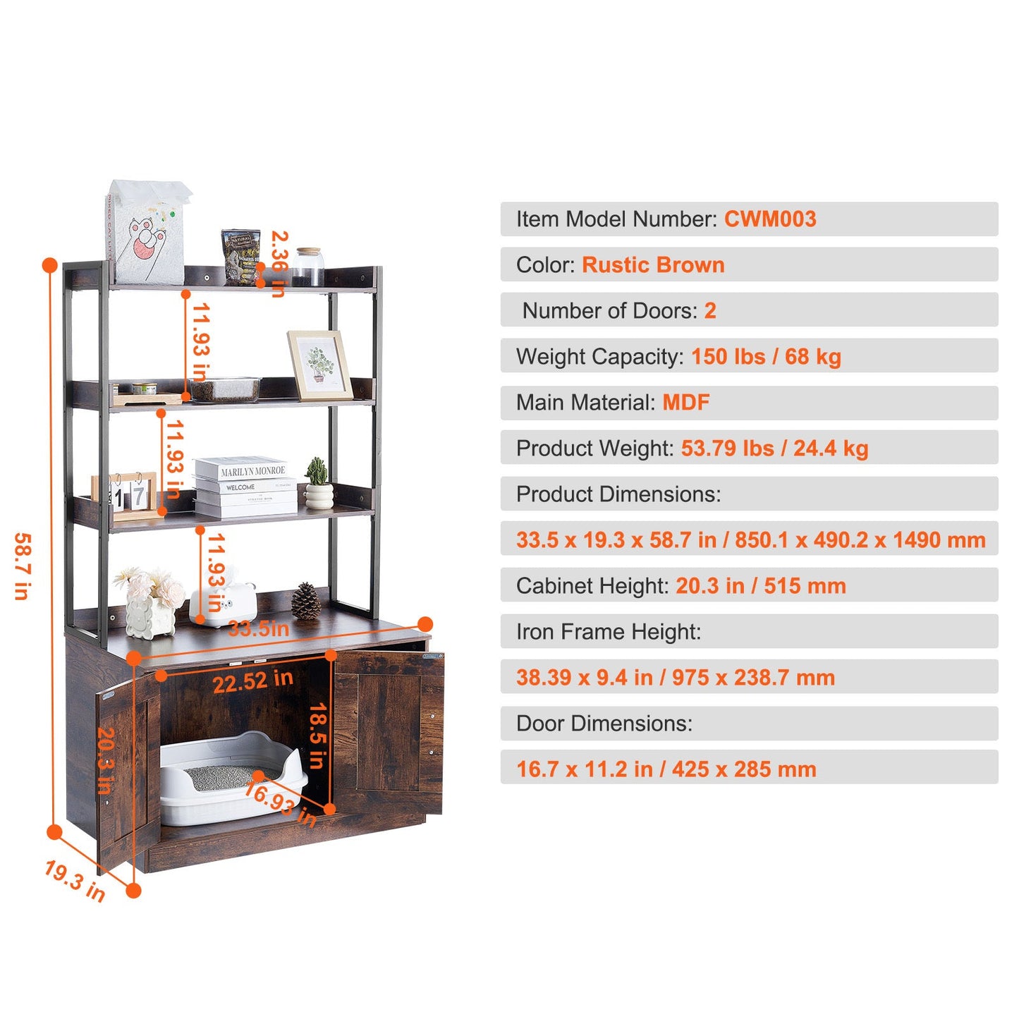 kattenbakhuisje – kattenbakmeubel – kattenbakkast – kattenbakombouw – kattenbakverbergkast – verborgen kattenbakruimte – duurzaam MDF met metalen frame