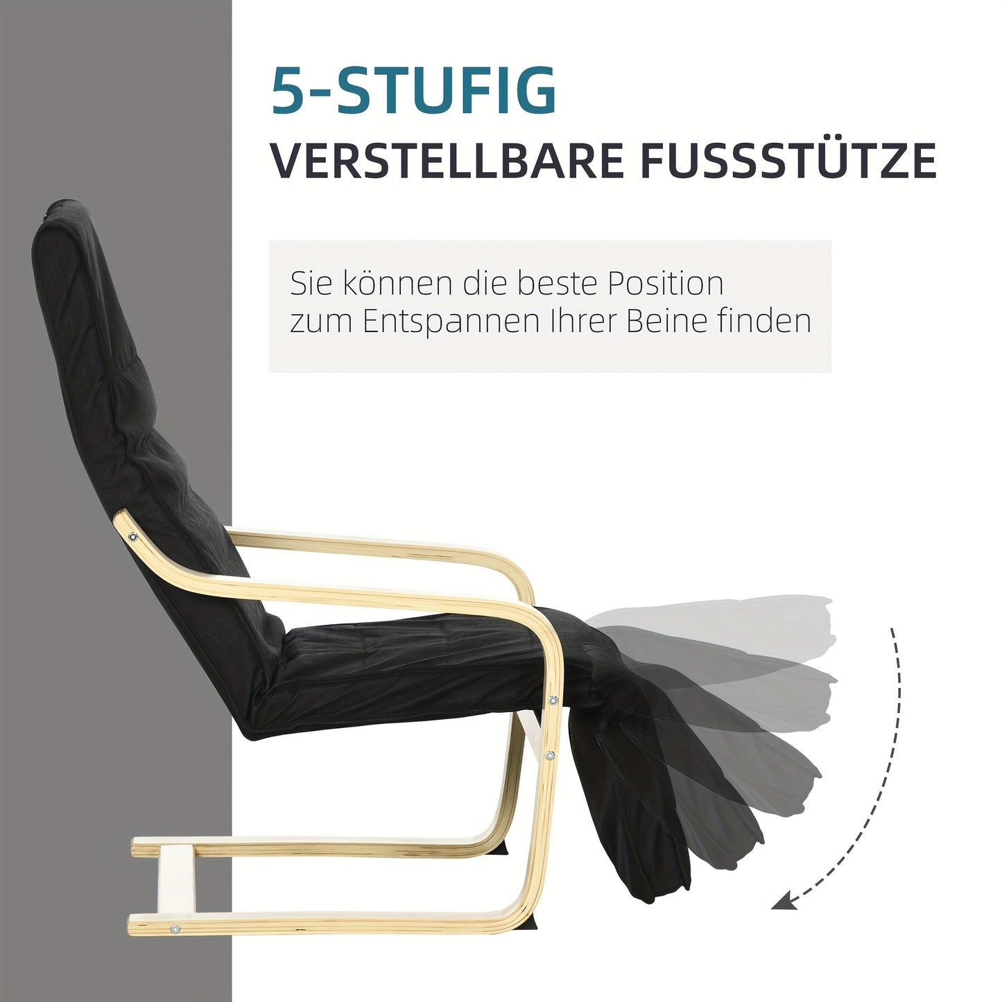 Loungestoel – Fauteuil – Relaxstoel – Zithoekstoel – Schommelstoel – Met Verstelbare Voetensteun – Stevig Metalen Frame – Comfortabele Linnen Bekleding