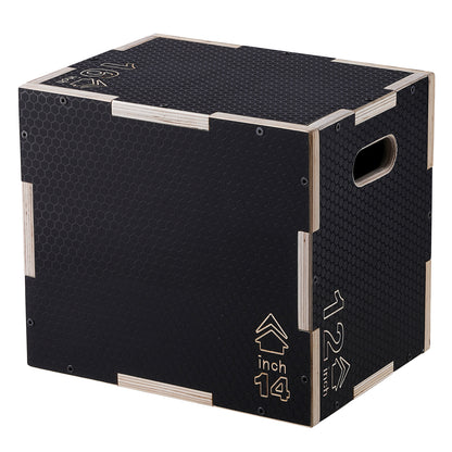 Plyobox – Jump Box – Plyometrische Box – Step Up Box – Fitness Platform – Houten Verstelbare Plyo Box – 3 Hoogtes 16/14/12 Inch – Antislip Oppervlak