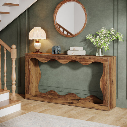 Sidetable – Consoletafel – Wandtafel – Haltafel – Bijzettafel – Extra Lang 160 cm – Hout & Engineered Wood – Landelijke Bruine Afwerking – Met Opbergruimte – Smal Design – Gemakkelijk Te Monteren