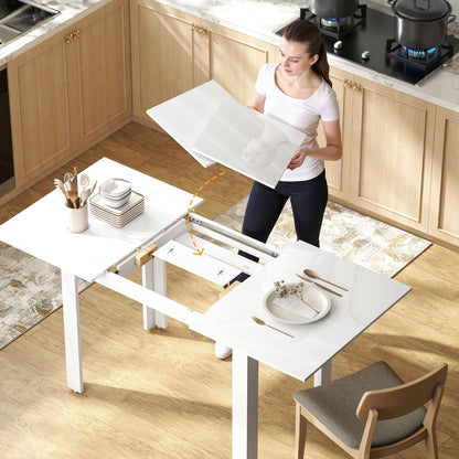 Uitklaptafel – Klaptafel – Vouwtafel – Uitschuiftafel – Eettafel – Hoogglans Wit – Uitschuifbaar 120-160 cm – Ruimtebesparend Design