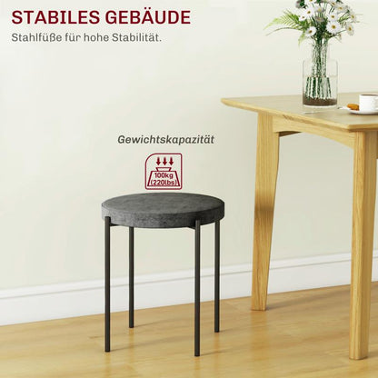 Eetkamerstoel – Stoel – Kuipstoel – Dinerstoel – Keukenstoel – Set Van 4 – Grijs Velours – Stapelbaar – Comfortabele Gevoerde Zitting – Donkerbruine Poten