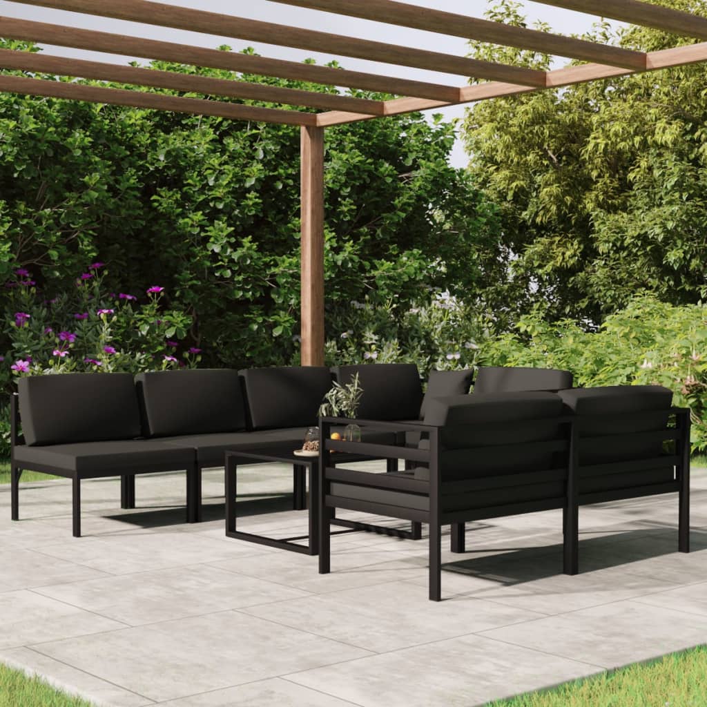 Loungeset Aluminium – Tuinmeubelset – Loungebank – Garden Lounge – Modulair – 9-delig met Kussens – Weerbestendig – Lichtgewicht