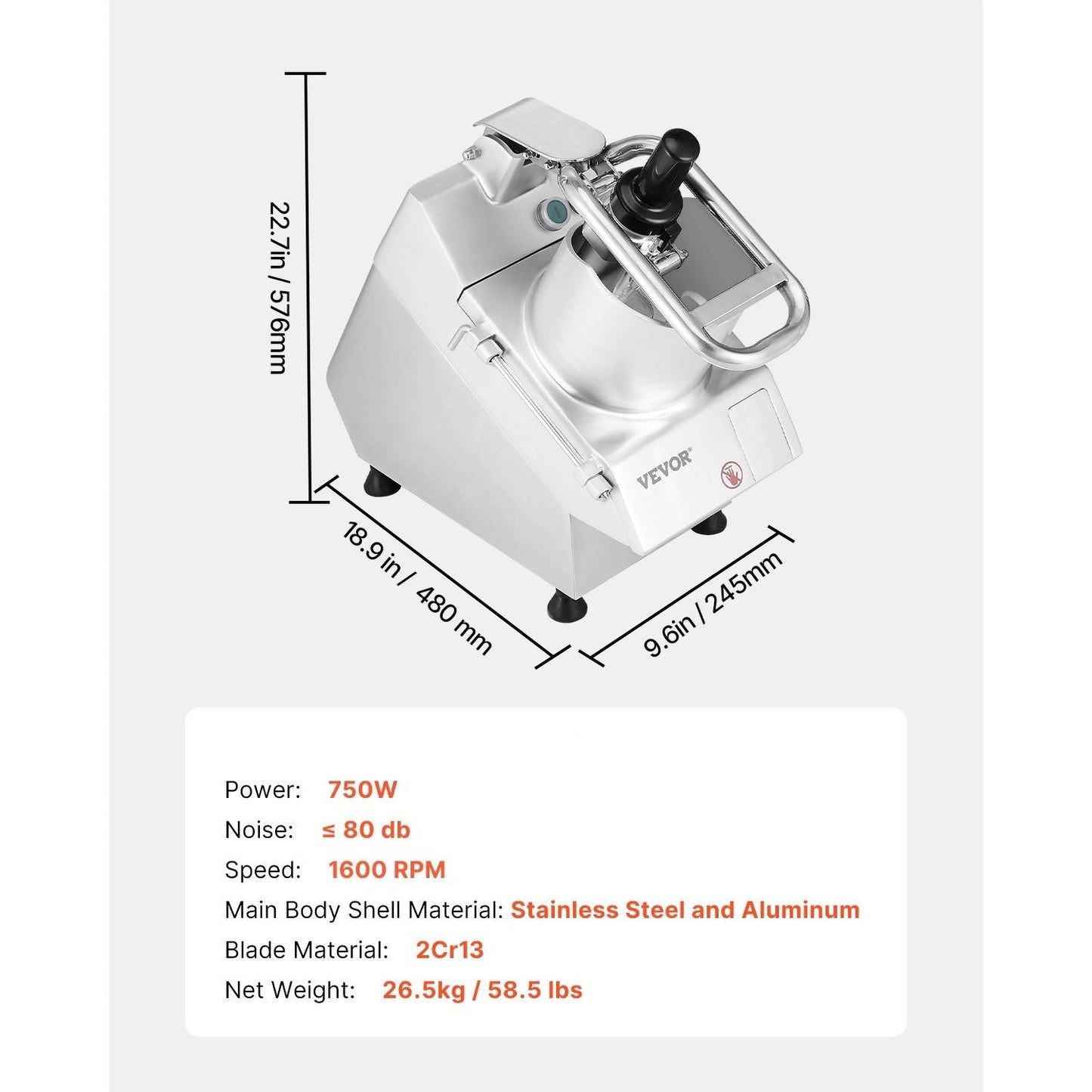 Keukenmachine – Foodprocessor – Keukenrobot – Keukenmixer – Hakmolen – 750W Motor – 6 Roestvrijstalen Messen