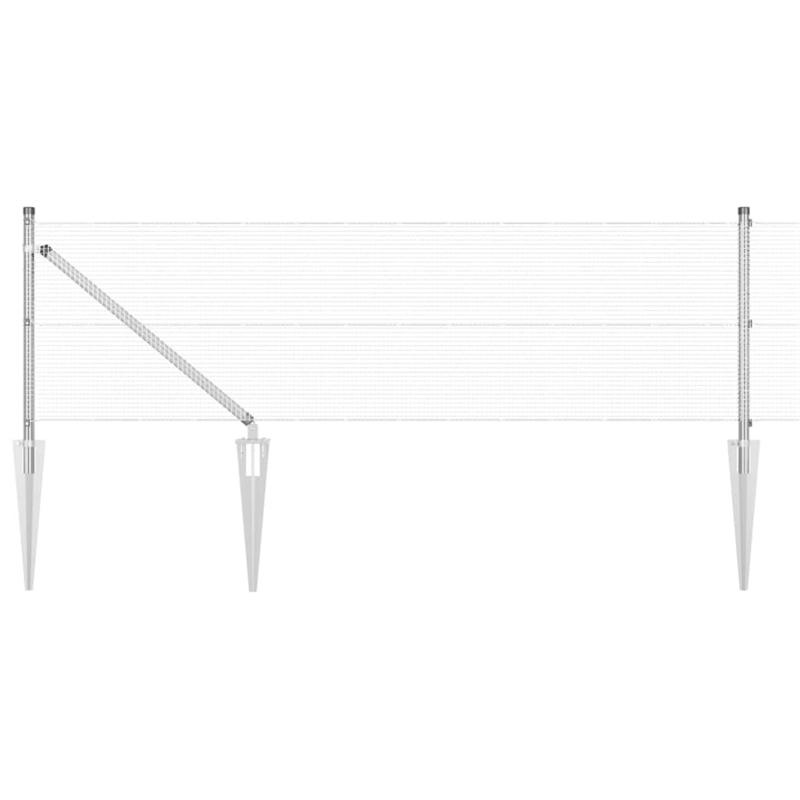 Stevig Hekwerk – Stalen Afsluiting – Grenshek – Tuinafscheiding – Zilverkleurige Palen – Duurzaam Staal – 50 Meter Breed – 0,4 Meter Hoog