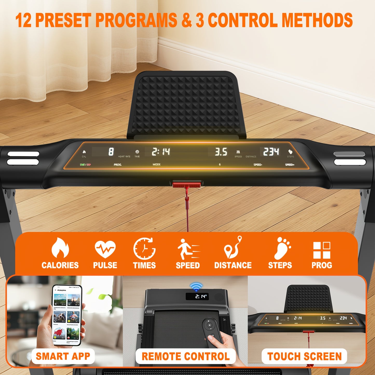 Loopband – Wandelband – Hardloopband – Treadmill – Walking Pad – Inklapbaar – 2,5 PK Motor – 12 Programma’s & Dual LED Display
