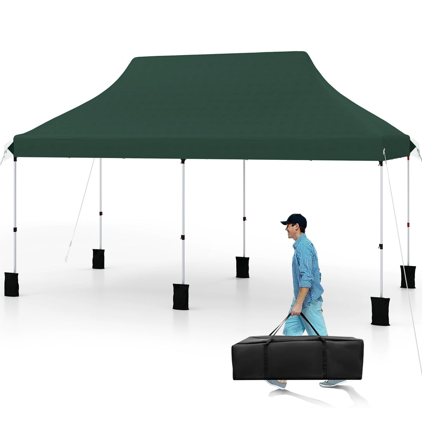 Paviljoen – Vouwtent – Partytent – Tuinkamer – Tent – Waterbestendig – Hoogte verstelbaar – 3x6m – Groen – UV Bescherming SPF50+ – Sterk Metalen Frame