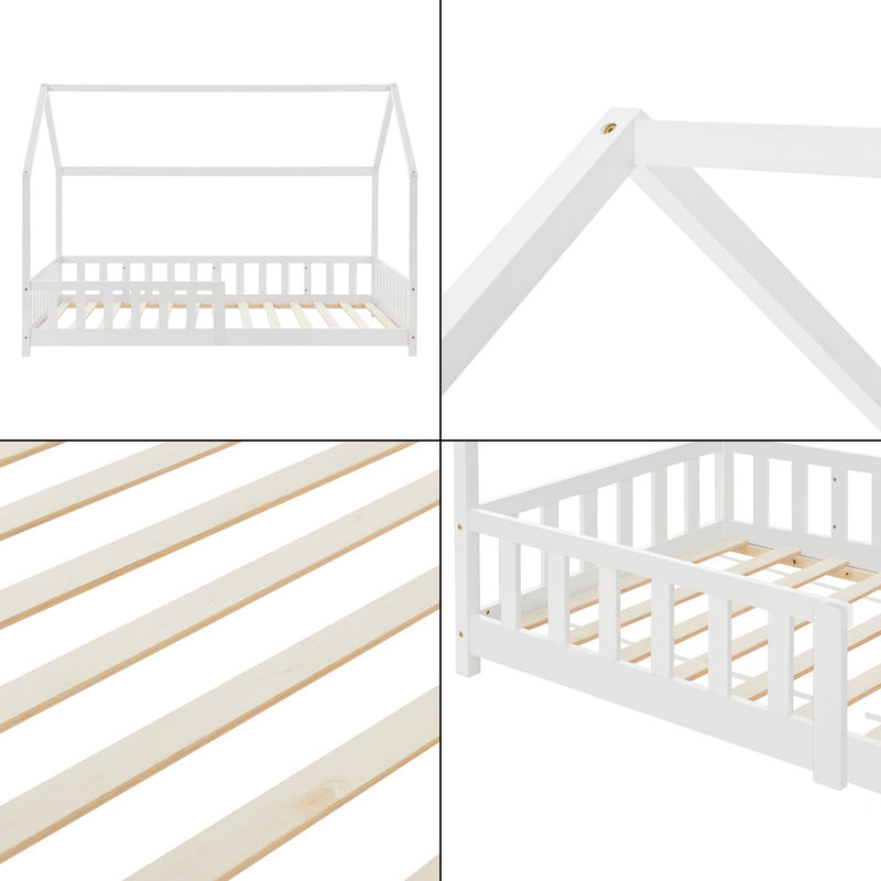 Kinderbed – Kinderbedden – Eenpersoonsbed – Hoogslaper – Stapelbed – Valbeveiliging – Massief Dennenhout – 140 x 200 cm