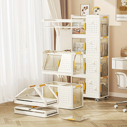 Opbergbox – Opbergdoos – Organizer – Opbergcontainer – Opbergkrat – 3-laags – Met Wielen – Afsluitbare Deksel – Transparant – Stevig Kunststof