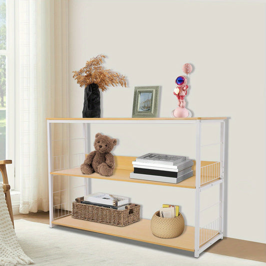 Modern Floor-Standing Bookshelf Double-Tier Storage Unit Multi-Functional Storage Cabinet Suitable for Dorms, Apartments, Classrooms, Offices, and More 35cm Shelf Spacing, Utility Racks