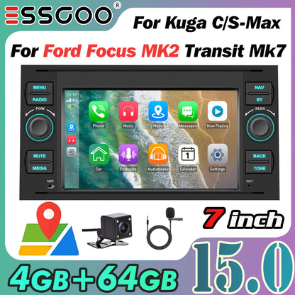 Autoradio – Car Stereo – Auto Radio – Multimedia Speler – Navigatiesysteem – Android 15.0 – Draadloze CarPlay & Android Auto – 7 Inch Touchscreen – 4GB+64GB