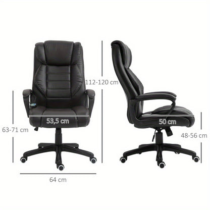 Bureaustoel – Ergonomische Stoel – Office Chair – Gamerstoel – Bureaukruk – Verstelbare Hoogte – Lendensteun & Hoofdsteun – Stevig Metaal Frame – Vijfwielige Draaivoet – Gevoerde Armleuningen – Zwart