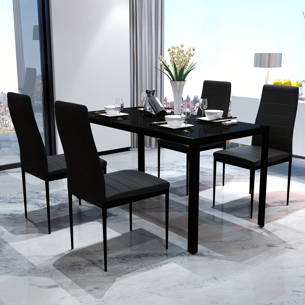 Gestoffeerde Eetkamerstoelen Set 6 – Eetkamerstoelen – Keukenstoelen – Stoelen Zonder Armleuning – Design Stoelen – Kunstleren Bekleding – Ergonomische Hoge Rug – Zacht Gevulde Zitting