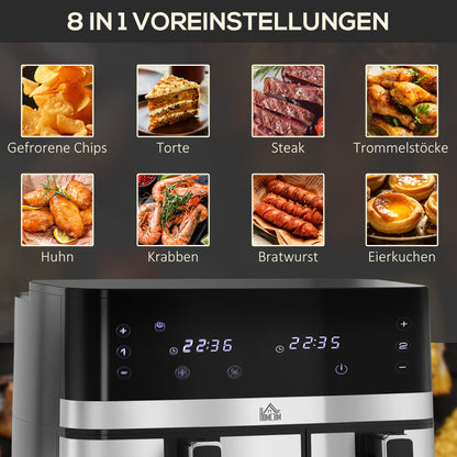Airfryer – Heteluchtfriteuse – Luchtfriteuse – Friteuse – Airfryer Oven – 2700 Watt – 8 Instelbare Programma’s – Zwart-Zilver – Compacte Maat 41,8x39,2x31,1 cm
