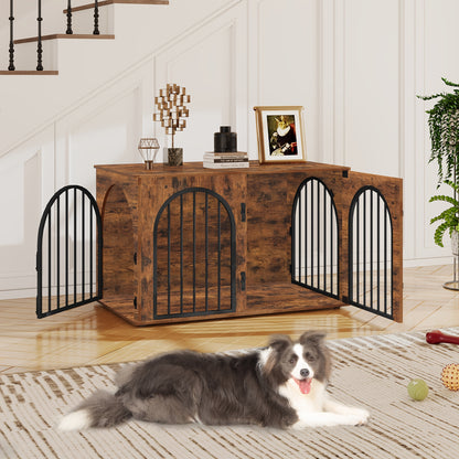 Hondenkennel – Hondenbench – Hondenkooi – Dierenkennel – Puppyren – 3 Deuren – Boogvormige Deur – 60x100x63 cm – Geschikt voor Honden Tot 100 kg