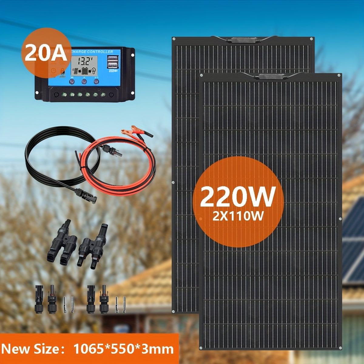 Flexibel Zonnepaneel – Buigzaam Zonnepaneel – Lichtgewicht Zonnepaneel – Monokristallijn Paneel – 220W Vermogen – Weerbestendig – Tot 36V Uitgangsspanning - QUORE