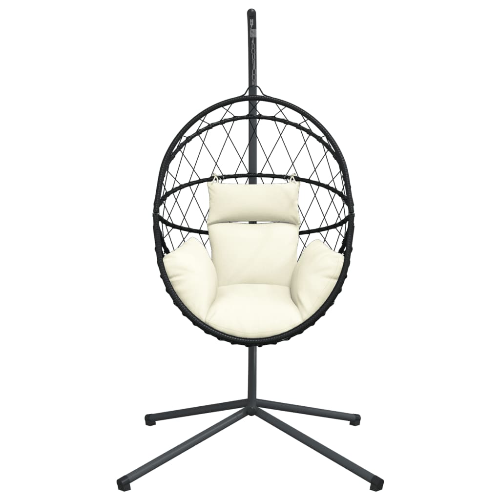 Hangstoel – Schommelstoel – Hangstoel Rattan – Hangstoel Binnen – Hangstoel Buiten – Beige – Rattan Mand Met Rope – Stalen Roestvrij Frame
