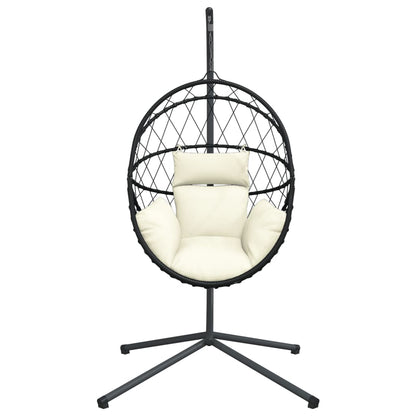 Hangstoel – Schommelstoel – Hangstoel Rattan – Hangstoel Binnen – Hangstoel Buiten – Beige – Rattan Mand Met Rope – Stalen Roestvrij Frame