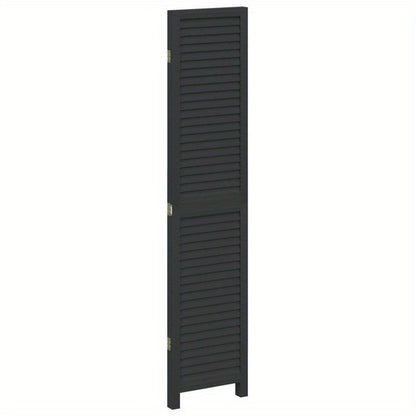 Room Divider with 3 Panels Made of Solid Black Paulownia Wood
