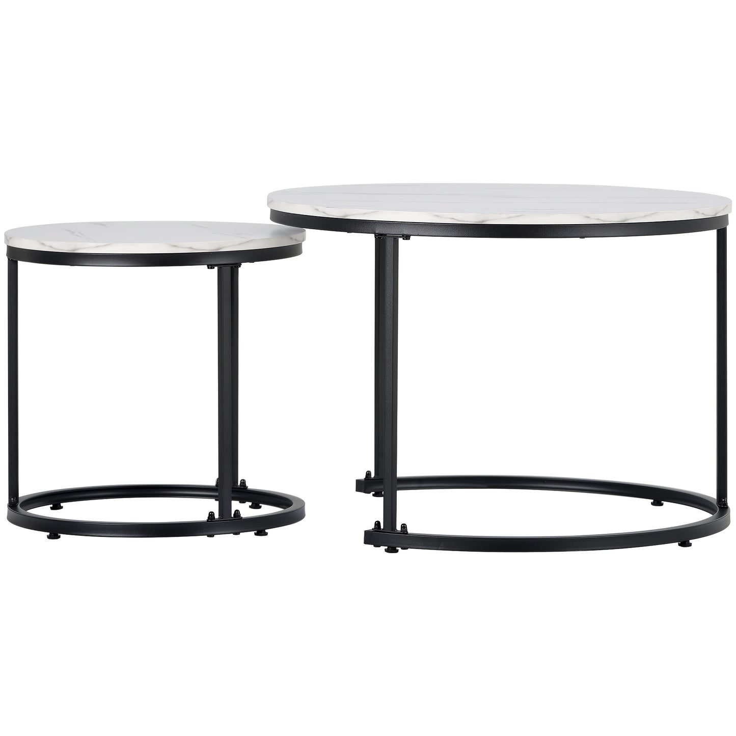 Bijzettafel – Salontafel – Zijkastje – Banktafel – Tafeltje – Set van 2 Ronde Tafels – Nestbaar – MDF/Hout Hoogwaardige Materialen