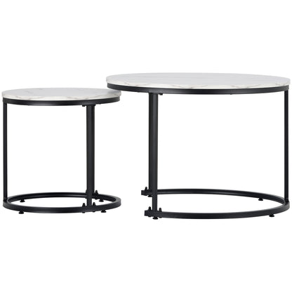 Bijzettafel – Salontafel – Zijkastje – Banktafel – Tafeltje – Set van 2 Ronde Tafels – Nestbaar – MDF/Hout Hoogwaardige Materialen