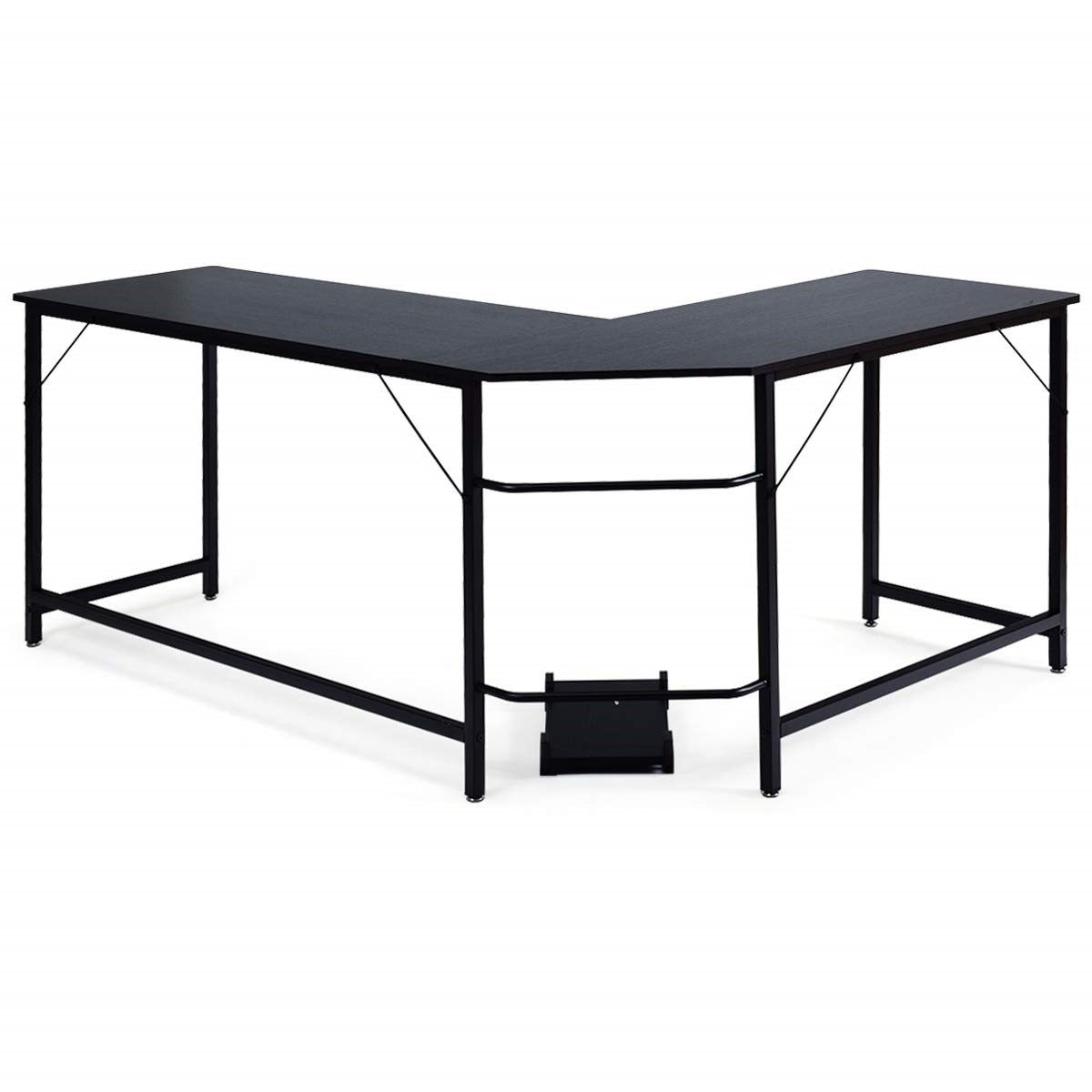 L-Shape Bureau – Hoekbureau – Gaming Bureau – PC Bureau – Kantoor Hoekbureau – Met CPU Stand – 168 x 125 x 74 cm – Zwart