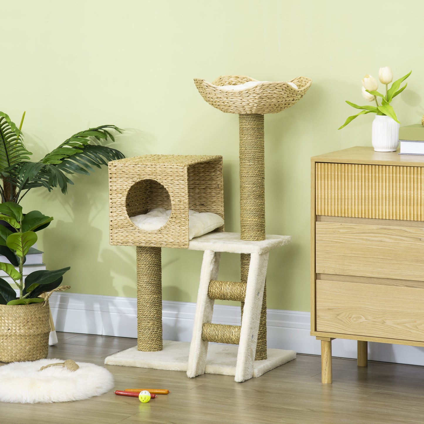 Klim- en Krabpaal Kat – Kattenboom – Activiteitentoren – Krabpaal – Kattenmeubel – Multikleur – 100,5 cm Hoogte – Stevig & Duurzaam