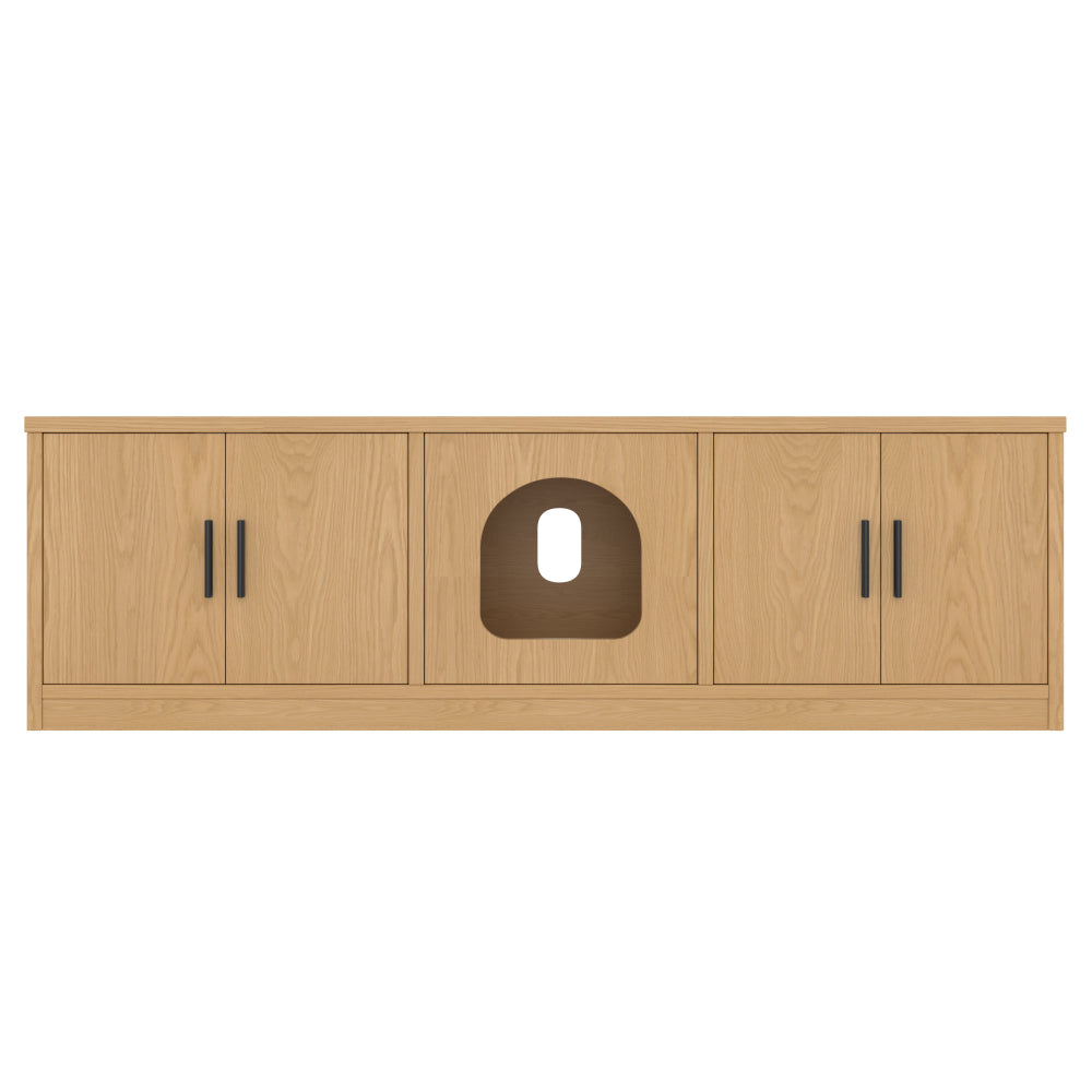 Krabmeubel – Kattenmeubel – Krabpaal – Kattenhuis – Krabplank – Moderne Sideboard Kast – Verborgen Kattenboom – Ventilatiesysteem – 140x40x45,5 cm – Duurzaam Niet-Hout Materiaal