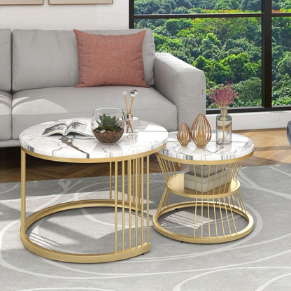 Salontafel – Koffietafel – Bijzettafel – Zettafel – Nesting Tafel – Ronde Set – MDF Blad – Metalen Frame – Ruimtebesparend – Veilig Zonder Scherpe Hoeken