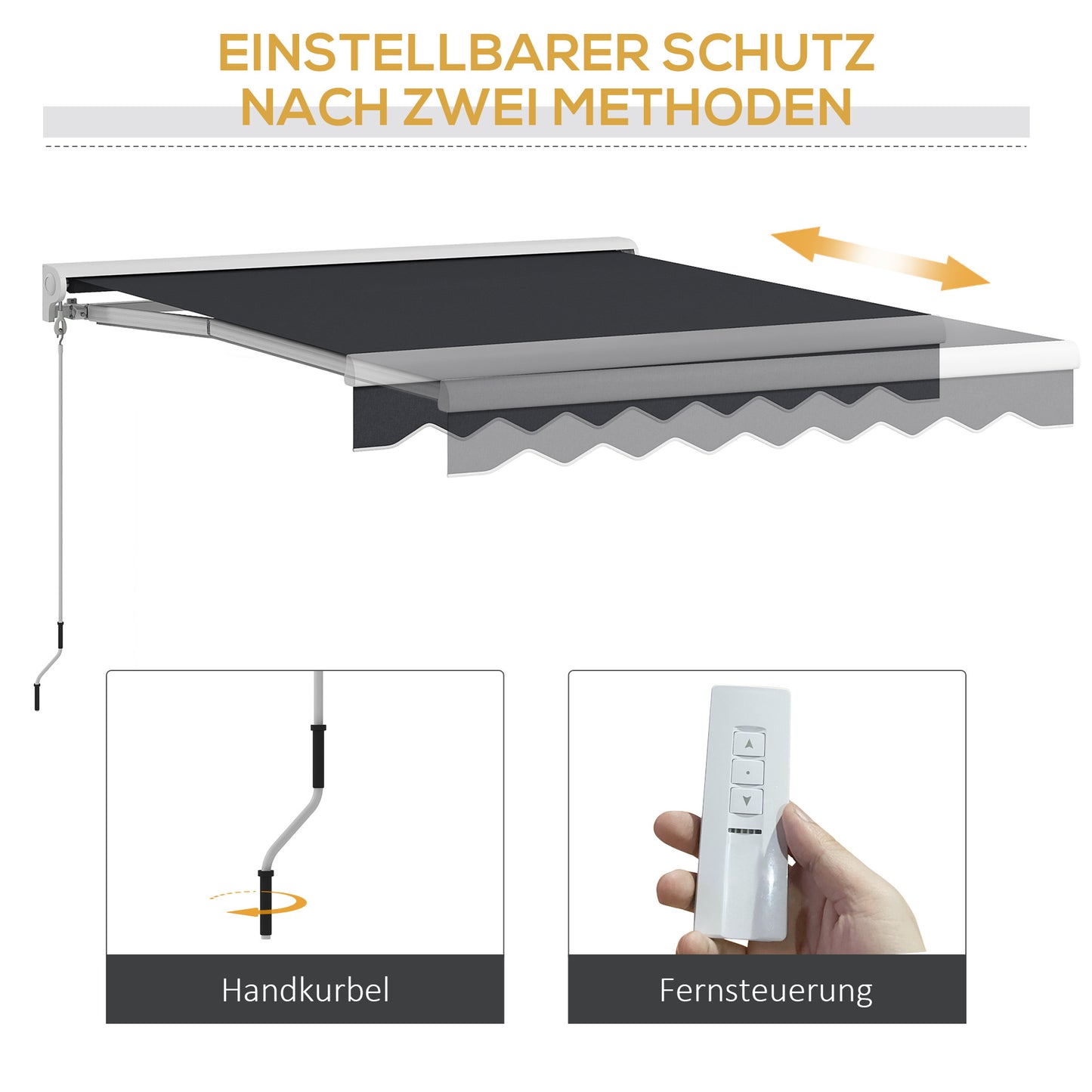 Uitvalscherm – Zonnescherm – Terrasscherm – Markies – Luifel – Elektrisch en Handmatig – Aluminium Frame en Afstandsbediening 2,5x2m Grijs