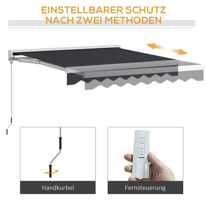 Uitvalscherm – Zonnescherm – Terrasscherm – Markies – Luifel – Elektrisch en Handmatig – Aluminium Frame en Afstandsbediening 2,5x2m Grijs