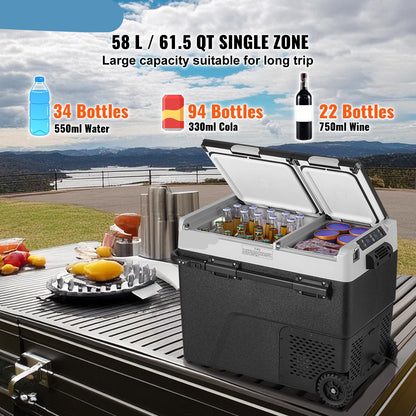 Draagbare Compressor Koelkast – Mobiele Koelbox – Camping Koelkast – Vriesbox – 58 Liter – Fluisterstil – Instelbare Temperatuur