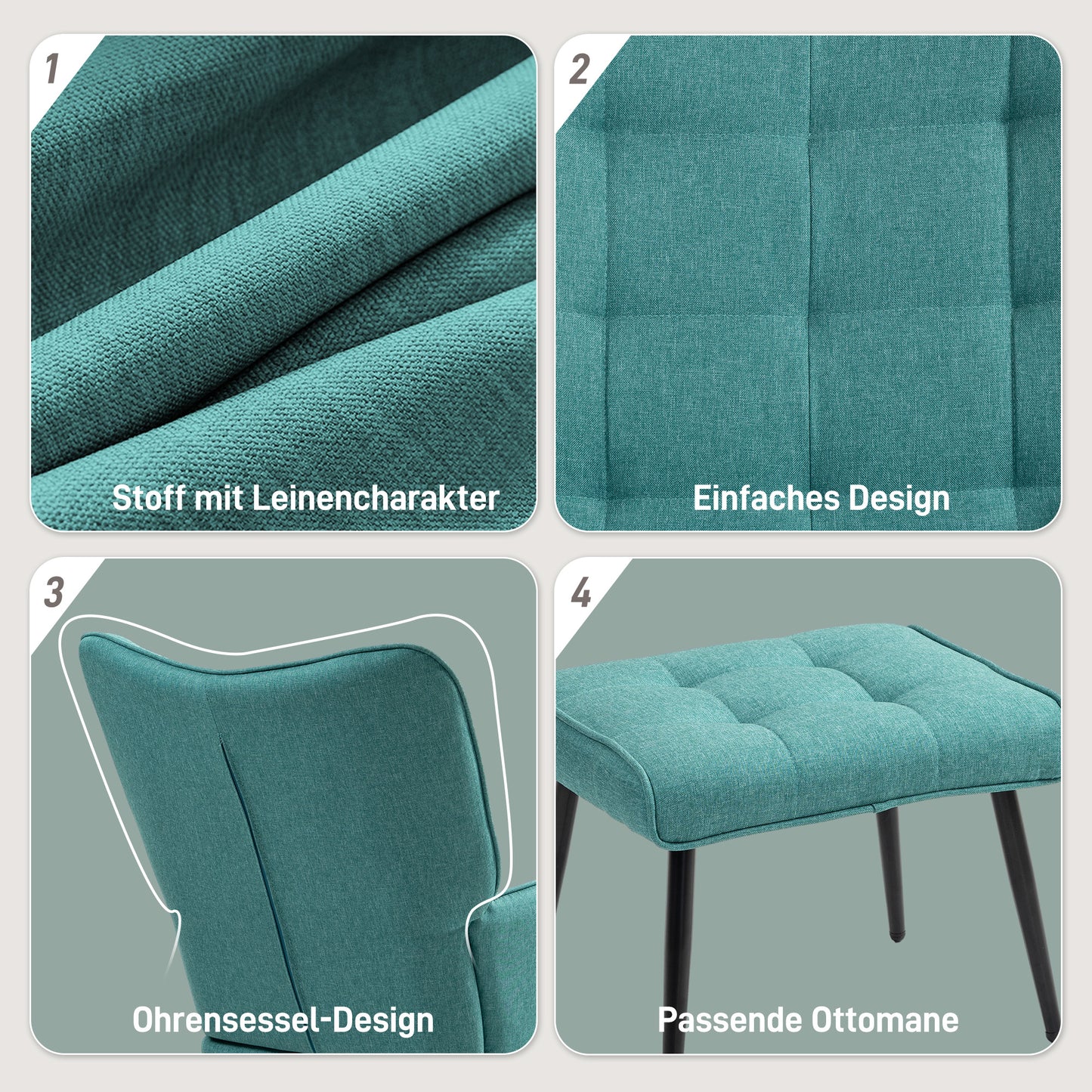 Draaifauteuil – Loungefauteuil – Draaistoel – Relaxstoel – Fauteuil – Mintgroen – Linnenlook – Brede Zitting – Hoge Rugleuning