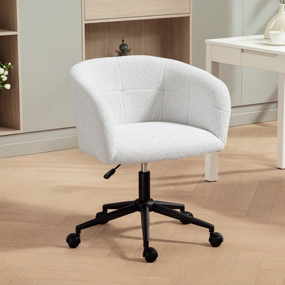 Bureaustoel – Bureaustoel Met Wieltjes – Bureaustoel Ergonomisch – Bureaustoel Gepolsterd – Bureaustoel Tub Design – Crème – Zachte Pluizige Bekleding – Stevig Stalen Onderstel