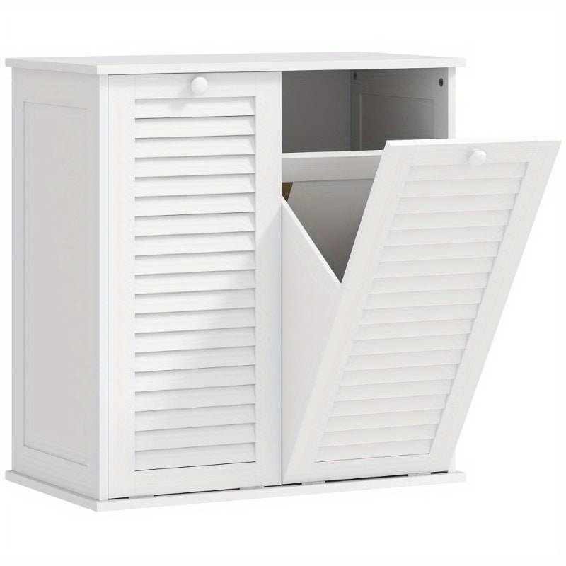 Witte Wasmand – Wasbak – Linnenkast – Opbergkast – Badkamer Kast – Metaal – Inclusief 2 Baskets – Geen Montage Nodig – 3.2 Cu Ft Gesloten Opbergruimte