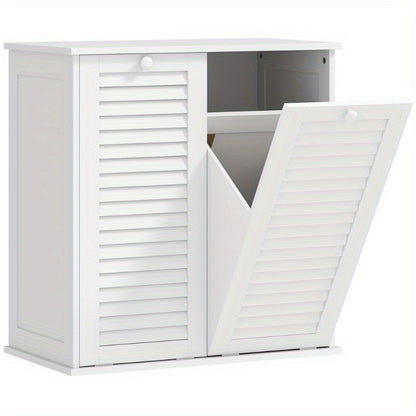 Witte Wasmand – Wasbak – Linnenkast – Opbergkast – Badkamer Kast – Metaal – Inclusief 2 Baskets – Geen Montage Nodig – 3.2 Cu Ft Gesloten Opbergruimte