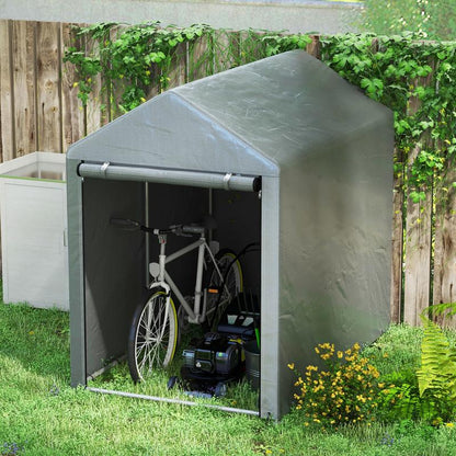 Large Heavy-Duty Galvanized Steel Garden Shed with Sloped Roof & Ventilation Vents - 1.2x1.8x1.6m Dark Grey Outdoor Storage Tent, Spacious Metal Frame Construction Shed for Backyard, Patio, Workshop - Durable & Weatherproof D