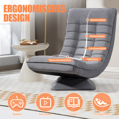 Ergonomische Lounge Stoel – Relaxstoel – Recliner – Tuinstoel – Leunstoel – Verstelbare Rugleuning – Duurzame Polyurethaan Stof – 5-Posities Recline – Grijs