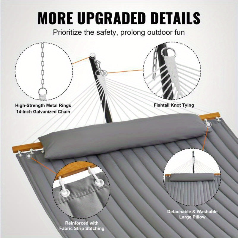 Dubbele Hangmat – Tweepersoons Hangmat – Tuin Hangmat – Camping Hangmat – Standaard Van Ijzer – Draagvermogen 217 Kg – Weerbestendig Polyester