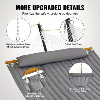 Dubbele Hangmat – Tweepersoons Hangmat – Tuin Hangmat – Camping Hangmat – Standaard Van Ijzer – Draagvermogen 217 Kg – Weerbestendig Polyester