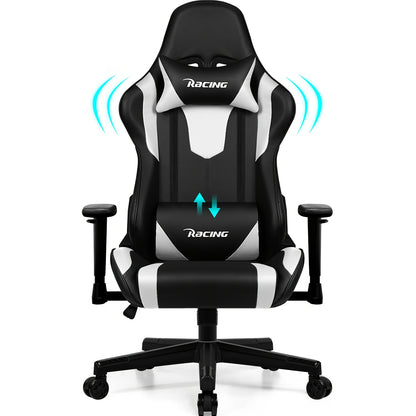 Ergonomic Gaming & Office Chair with Memory Foam, Lumbar Support & Headrest - Height-Adjustable Computer Desk Chair with 5-Wheel Base, Manual Recline, Heavy-Duty for Office/Gaming (Compatible with PC/Laptop) -