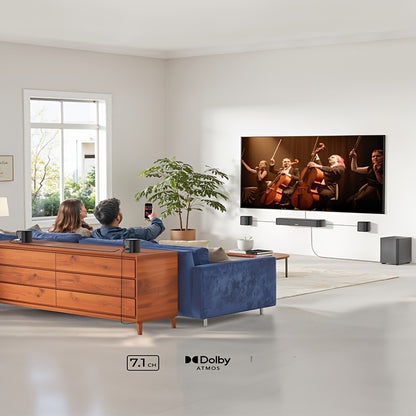 Soundbar – Home Theater Sound Systeem – TV Soundbar – Surround Sound Speakers – Atmos Setup – 7.1 Kanaals Dolby Atmos – Ingebouwde Subwoofer – App Bedienbaar – Zwart