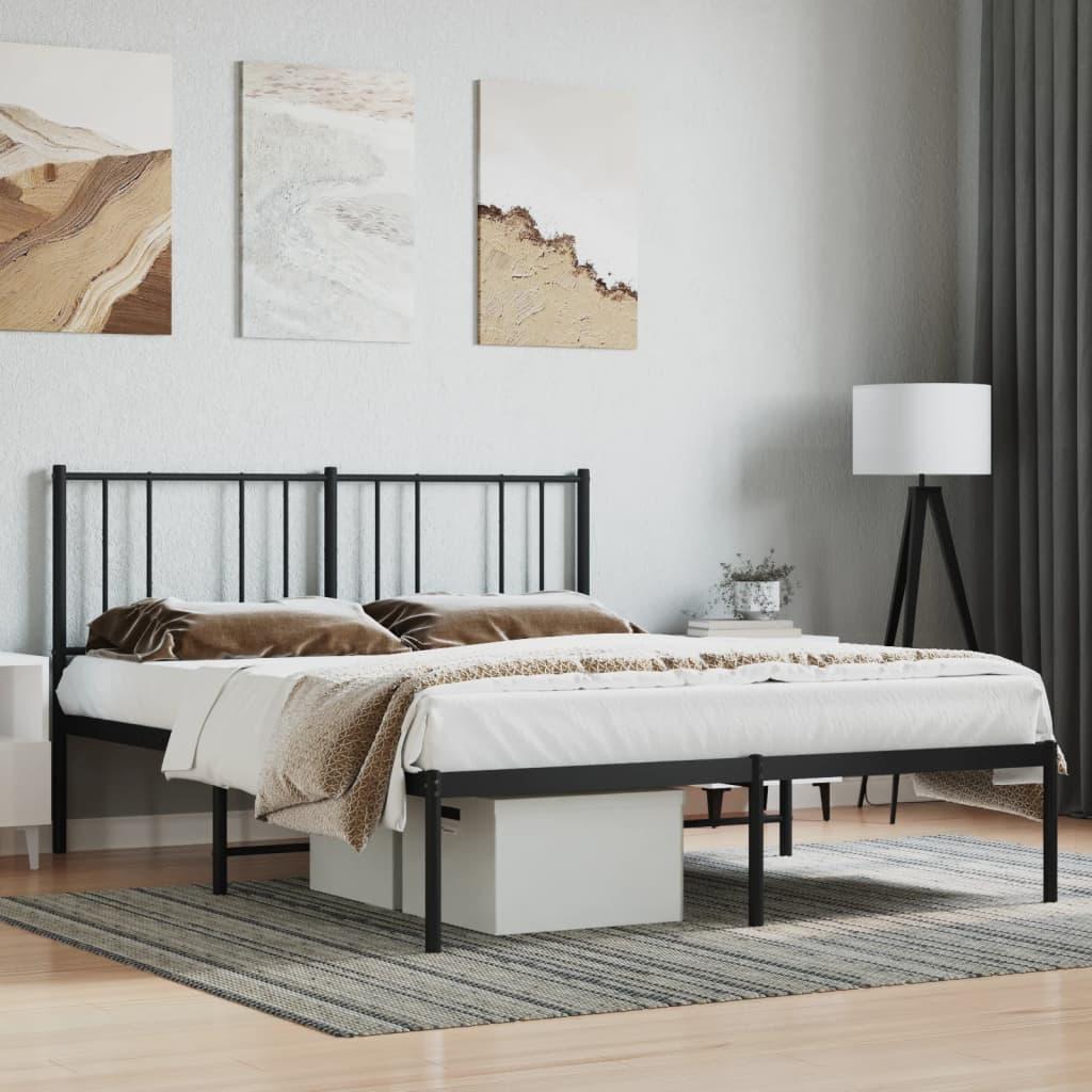 Modern Minimalist Bed Frame with Headboard - Heavy-Duty All-Metal Construction, Tool-Free Assembly, Extra Long Legs for Stability - Fits Standard Mattresses - Ideal for Small Spaces & Contemporary Bedrooms - 120x190cm (47x75i