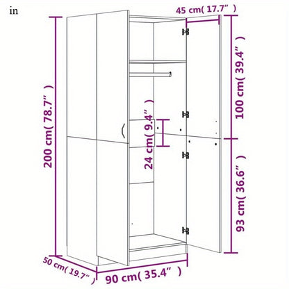 Staande Kledingkast – Kledingkast – Garderobekast – Opbergkast – Linnenkast – Modern Minimalistisch Design – Ruime Opbergruimte – Duurzaam Zacht Hout – Eenvoudige Montage – Variant Bruin