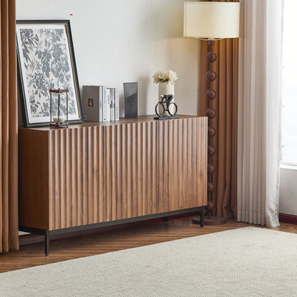 Sideboard – Dressoir – Opbergkast – Buffetkast – Kast – Donker Geoliede Houtkleur – 150x40x80 cm – Uniek 3D Golfpatroon – Verstelbare Planken en Kantelbeveiliging