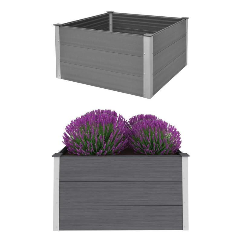 Easy to assemble WPC raised garden bed 100x100x54cm Grey modern and simple backyard high-quality flower box kit