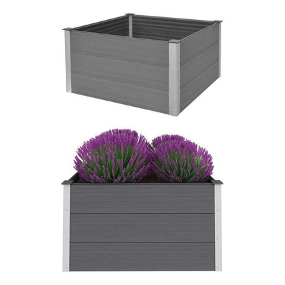 Easy to assemble WPC raised garden bed 100x100x54cm Grey modern and simple backyard high-quality flower box kit