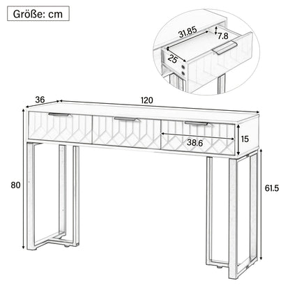 Sidetable – Consoletafel – Haltafel – Wandtafel – Bijzettafel – Modern wit design – Metaal frame met lades – Verstelbare voetjes